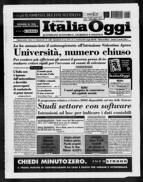 Italia oggi : quotidiano di economia finanza e politica